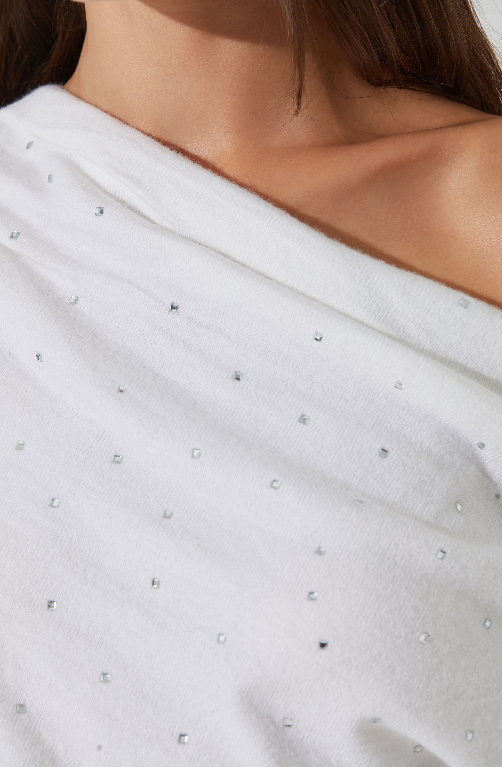 Devin Embellished Off Shoulder Sweater for Women | Trendy Beaded Knit Top | Perfect for Date Night & Holiday Parties