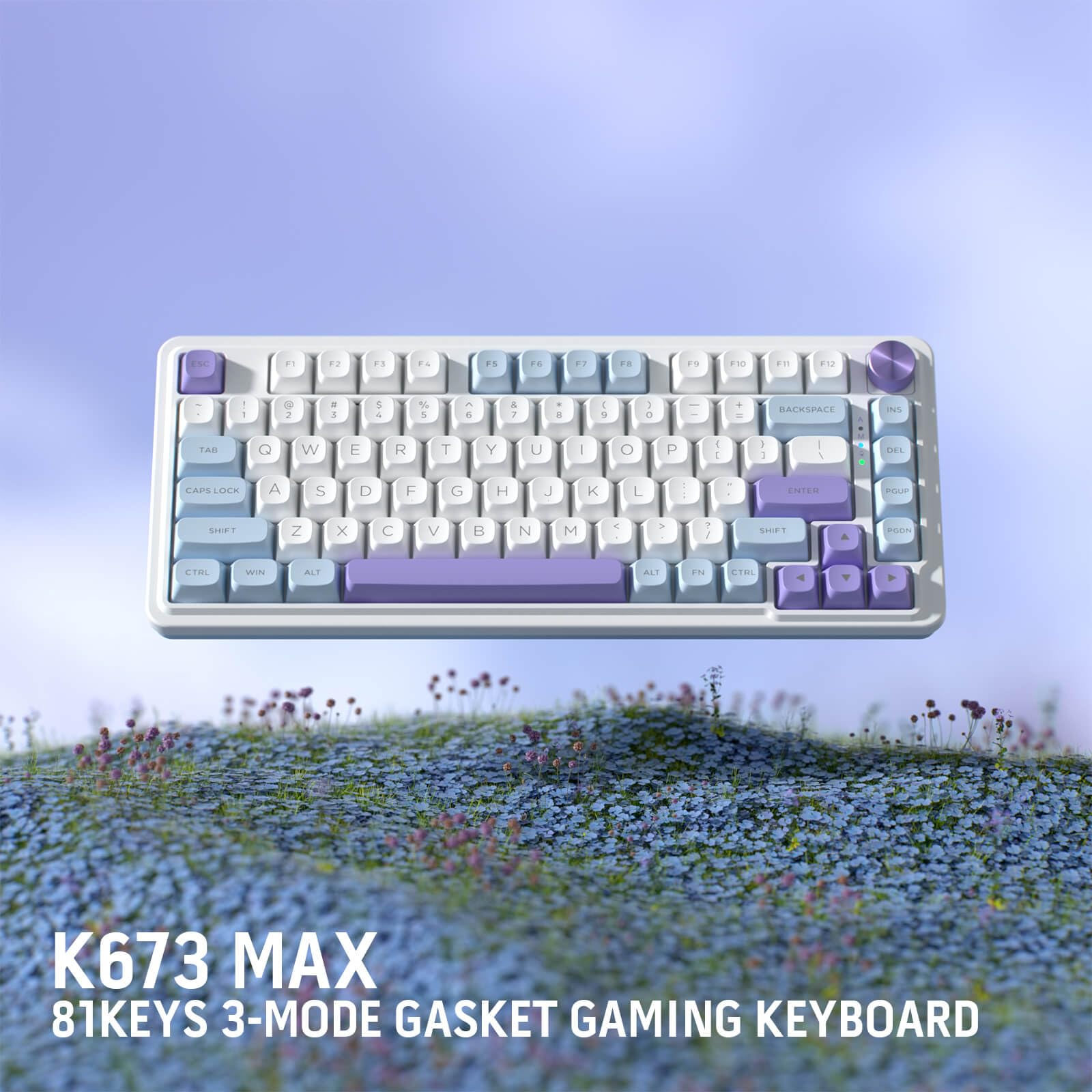 Redragon K673 PRO 75% Wireless RGB Gaming Keyboard - 3-Mode Connectivity (Bluetooth/2.4Ghz/USB-C), 81-Key Compact Mechanical Keyboard with Hot-Swap Sockets, PBT Keycaps, Dedicated Volume Knob & 5-Layer Noise Dampening for Quiet Typing | Perfect for PC Gaming, Office Work & Streaming Setup