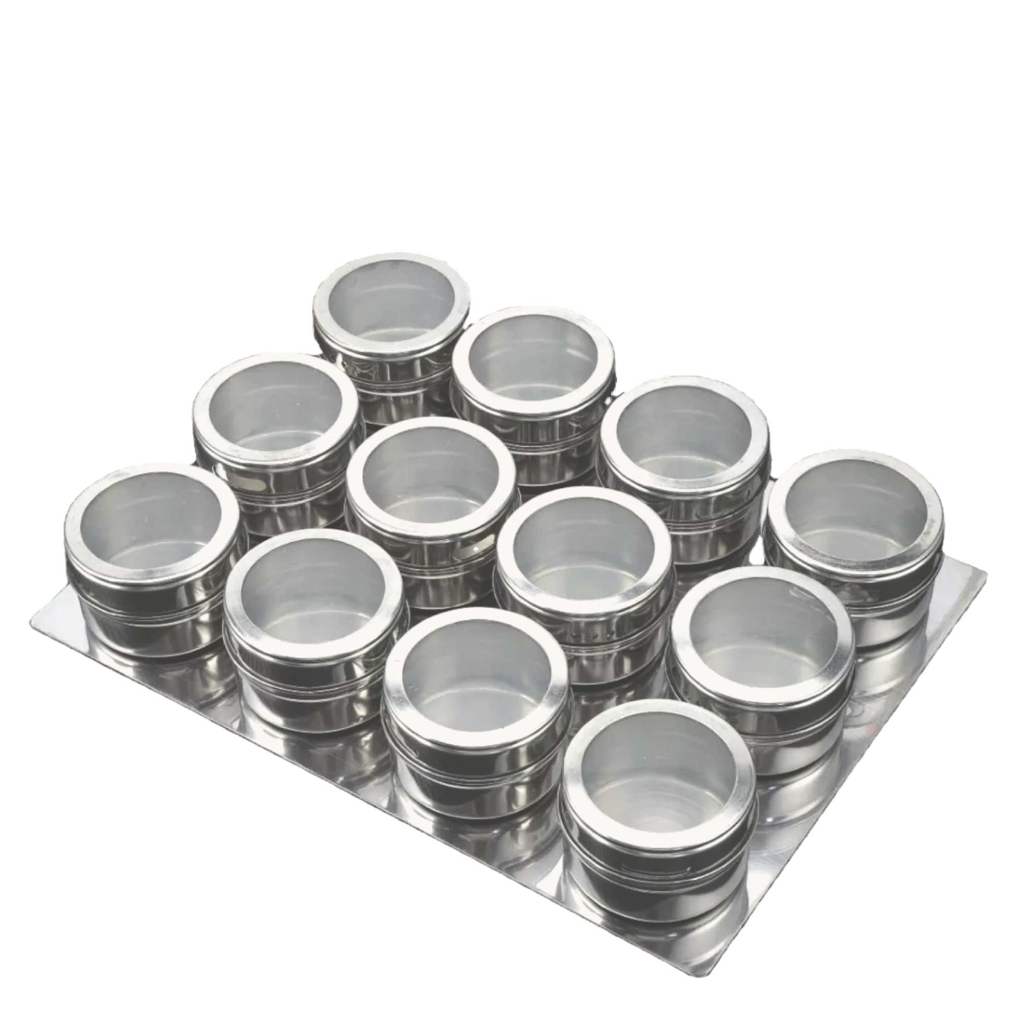12 Magnetic Spice Jars with Steel Plate - 150g Airtight Seasoning Storage Containers for Kitchen, Pantry & Refrigerator Organization | Perfect for Spices, Herbs & Tea Storage