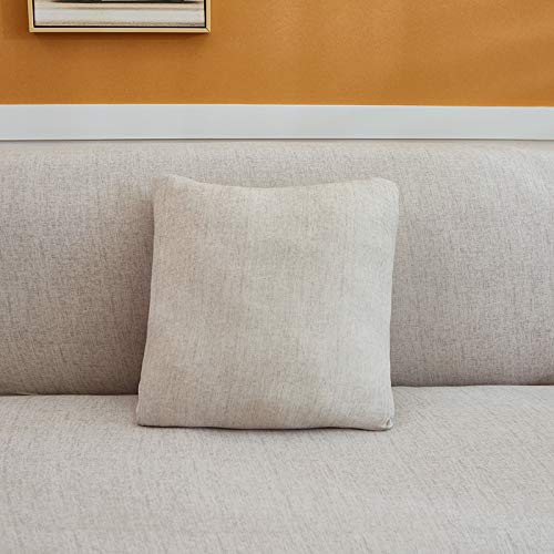 HOOBUY Printed Stretch Sofa Cover Slipcover for 4 Cushion Couch - Includes 2 Free Pillow Cases (Fits 4-Seater/Large 3-Seater Couches) - Perfect for Living Room, Family Room & Home Decor Protection
