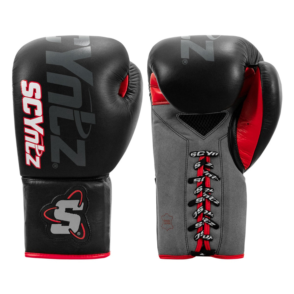 Premium SCYntz Leather Sparring Boxing Gloves for Training & MMA - Heavy Bag Workouts, Kickboxing, Muay Thai & Martial Arts Practice
