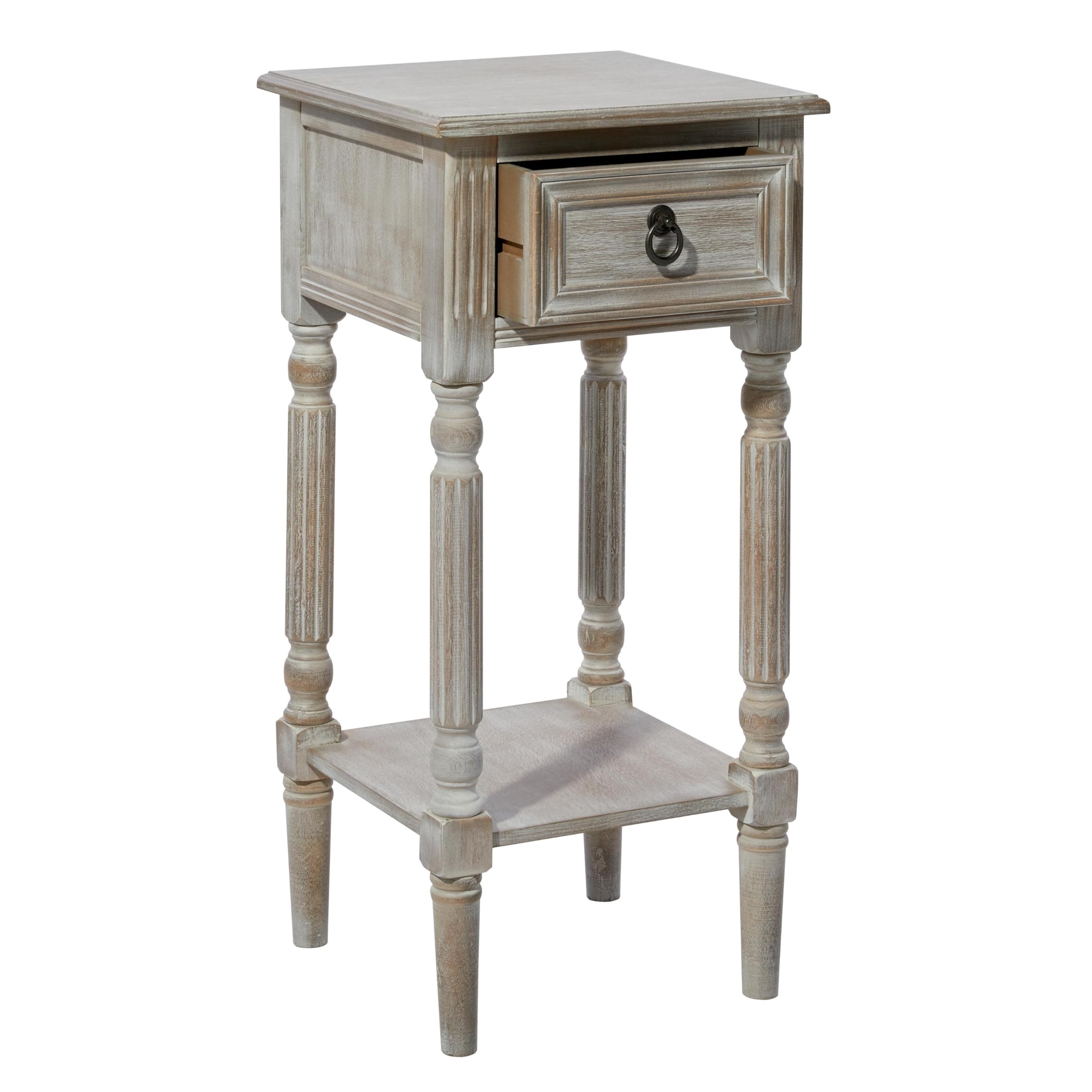 Deco 79 White Wooden Accent Side Table with Drawer and Shelf - 14