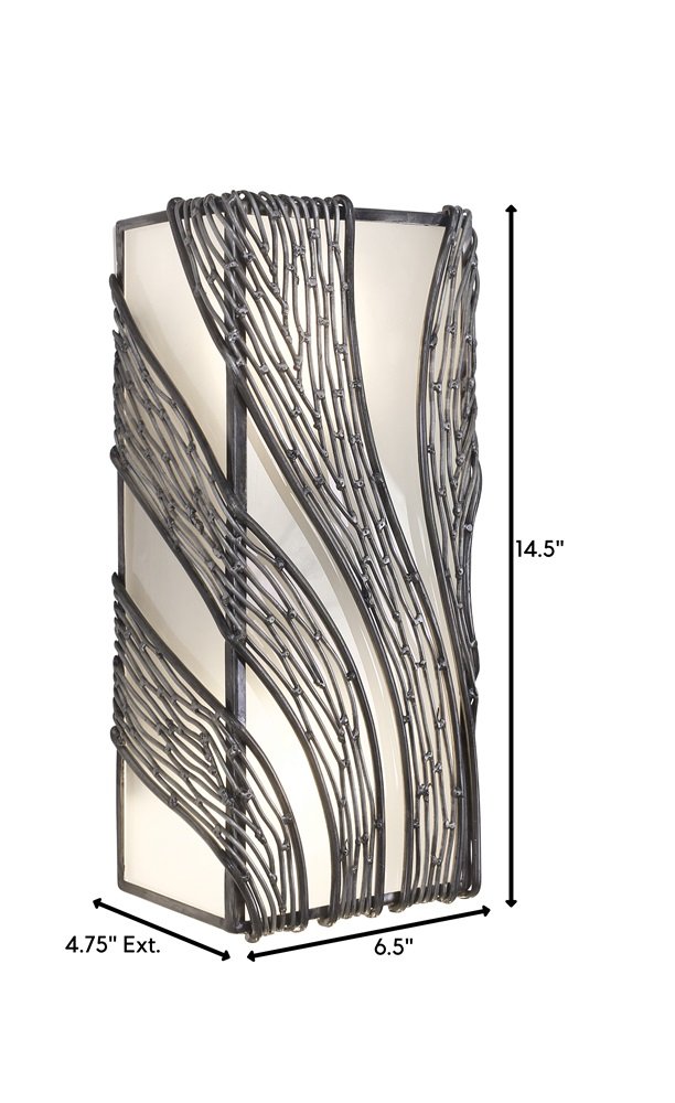 Flow 2-Light Wall Sconce - Brushed Steel Finish with Recycled Frosted Glass Shade - Perfect for Bedroom, Hallway & Entryway Lighting