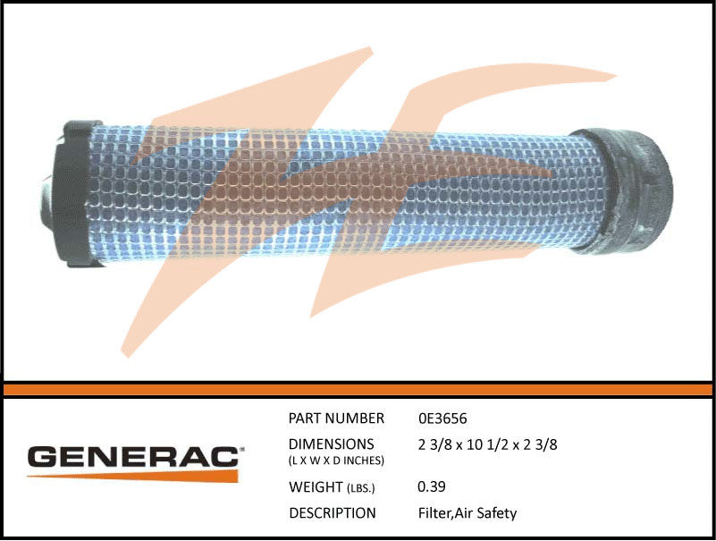 Generac 0E3656 Air Safety Filter Replacement - Compatible with Generac Standby Generators - High Efficiency Air Filtration for Clean Engine Performance - Perfect for Home Backup Power Systems & Emergency Use