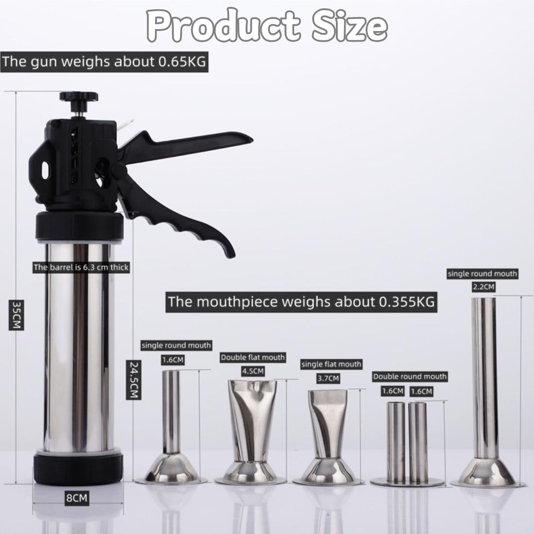 Premium Stainless Steel Jerky Gun & Sausage Stuffer Kit - Heavy Duty Meat Processing Tool with 5 Nozzles & 2 Brushes for Homemade Jerky, Sausages - Perfect for Camping, BBQ, Outdoor Cooking & Home Kitchen Use