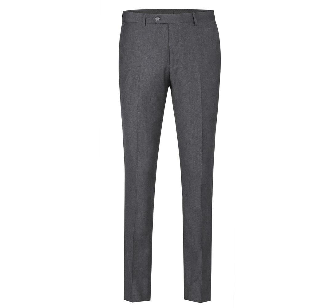 Men's Slim Fit Charcoal Flat Front Dress Pants for Office & Business Casual Wear - Comfortable Stretch Fabric for Professional & Formal Occasions