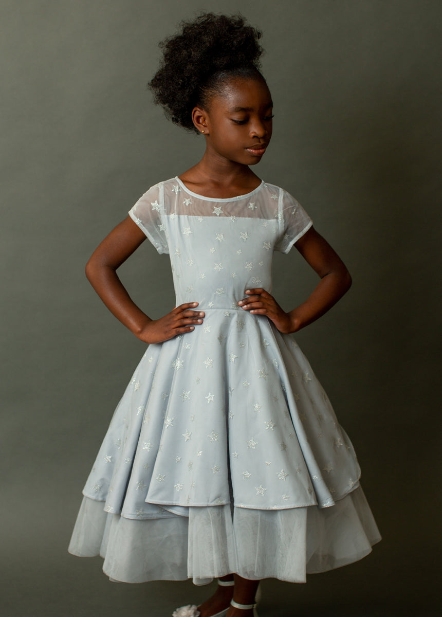 Annalise Dress in Barely Blue - Elegant Flowy Midi Dress for Women | Perfect for Weddings, Parties & Special Occasions