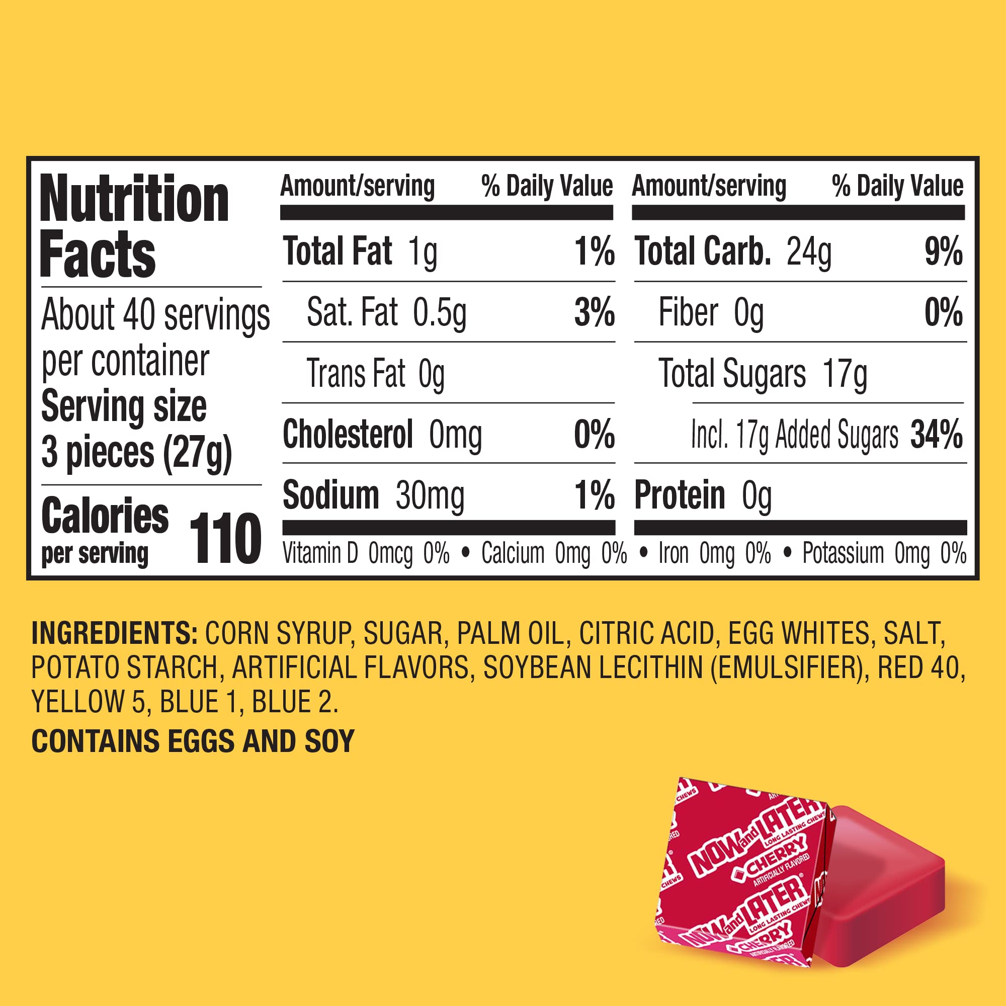 Now and Later Giant Chewy Original Mix Fruit Candy - 38oz Bulk Tub | Long-Lasting Chewy Candy for Parties, Halloween Treats & Office Snacks