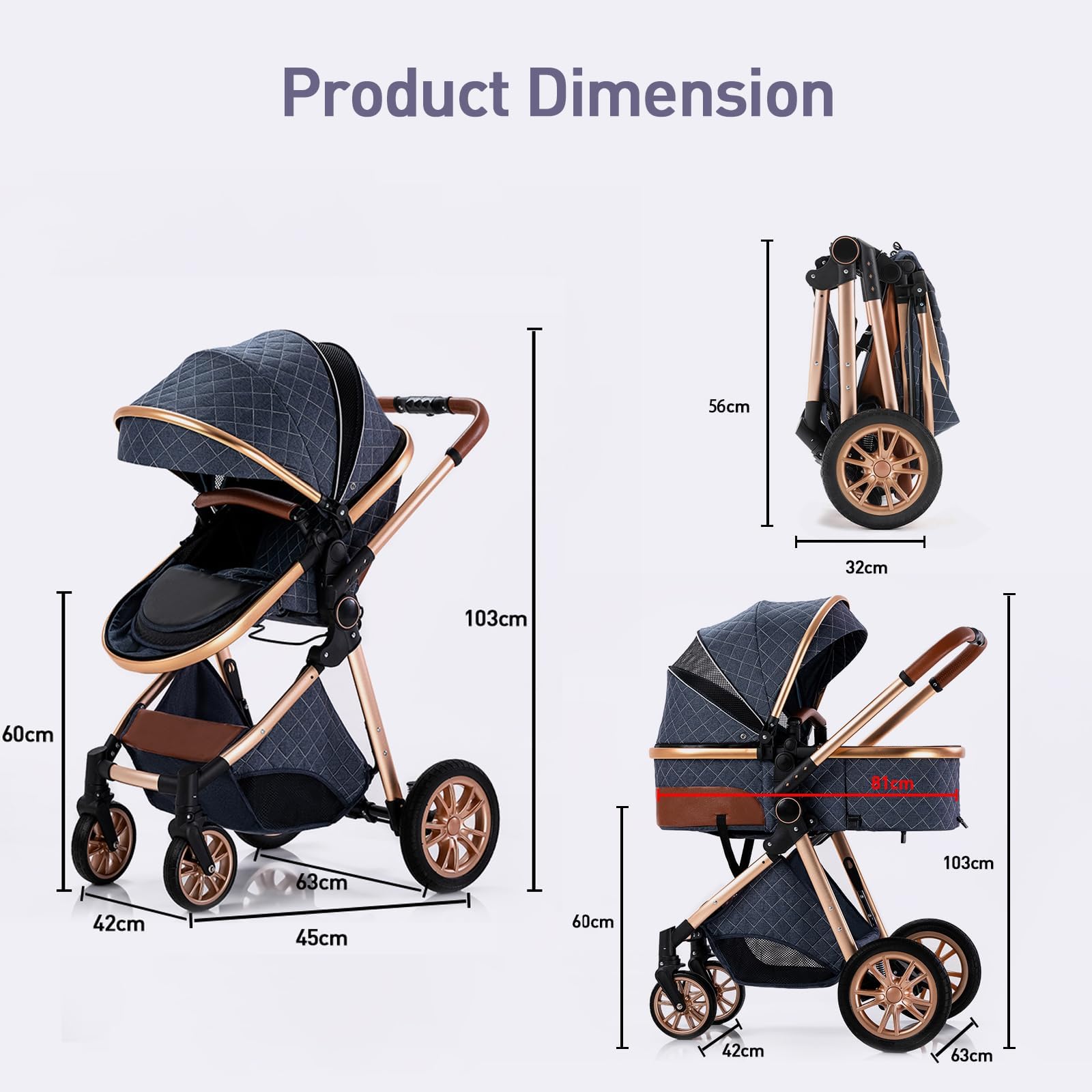 2 in 1 Compact Baby Stroller with Reversible Newborn Bassinet | One-Button Fold Lightweight Aluminum Frame Toddler Stroller | 3-Position Recline Adjustable Infant Pushchair (Pink) - Perfect for Travel, Shopping & Daily Walks with Your Baby