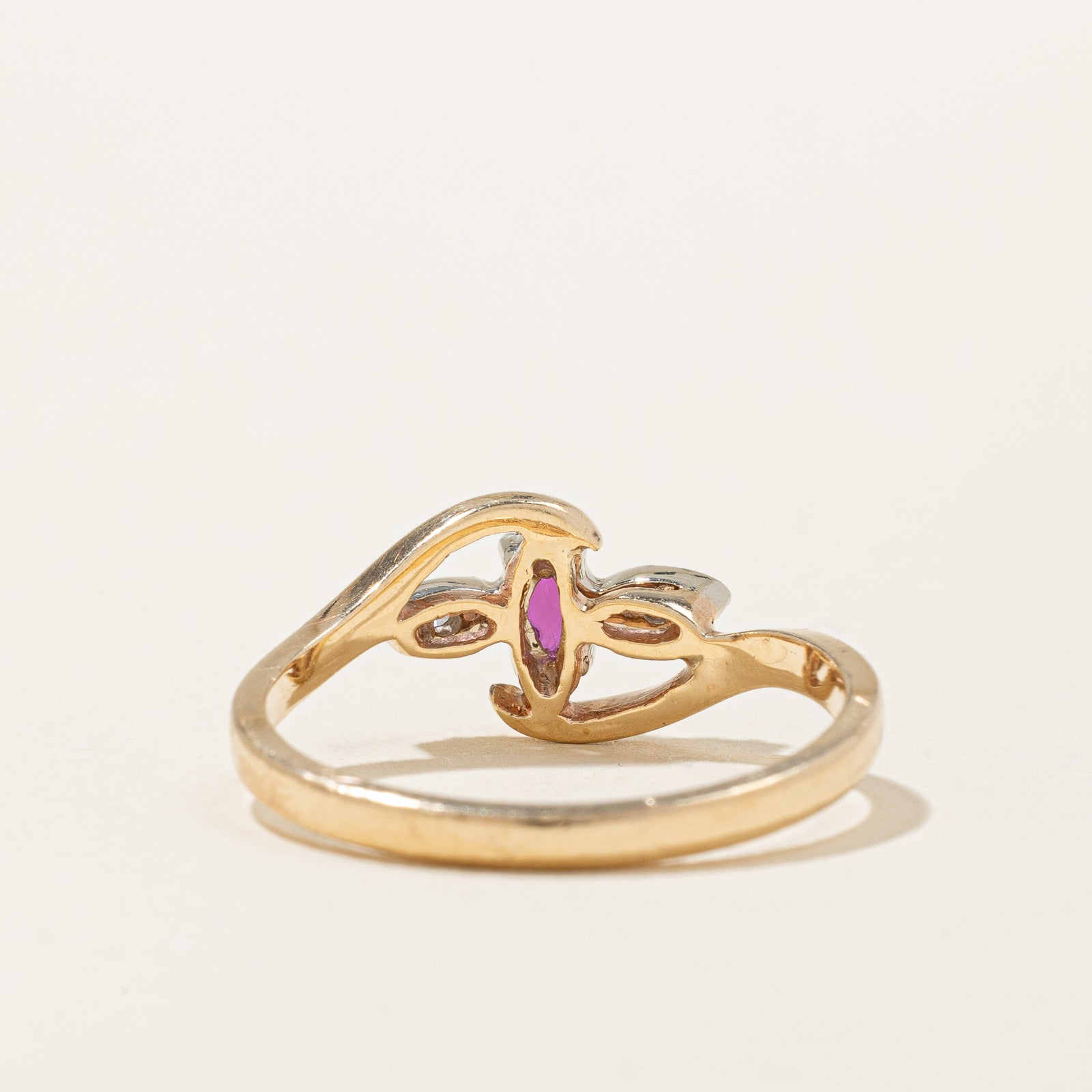 0.14ct Ruby & Diamond Ring for Women - 0.03ctw Genuine Gemstone Engagement Ring - Size 6.75 - Perfect for Anniversary, Valentine's Day & Special Occasions