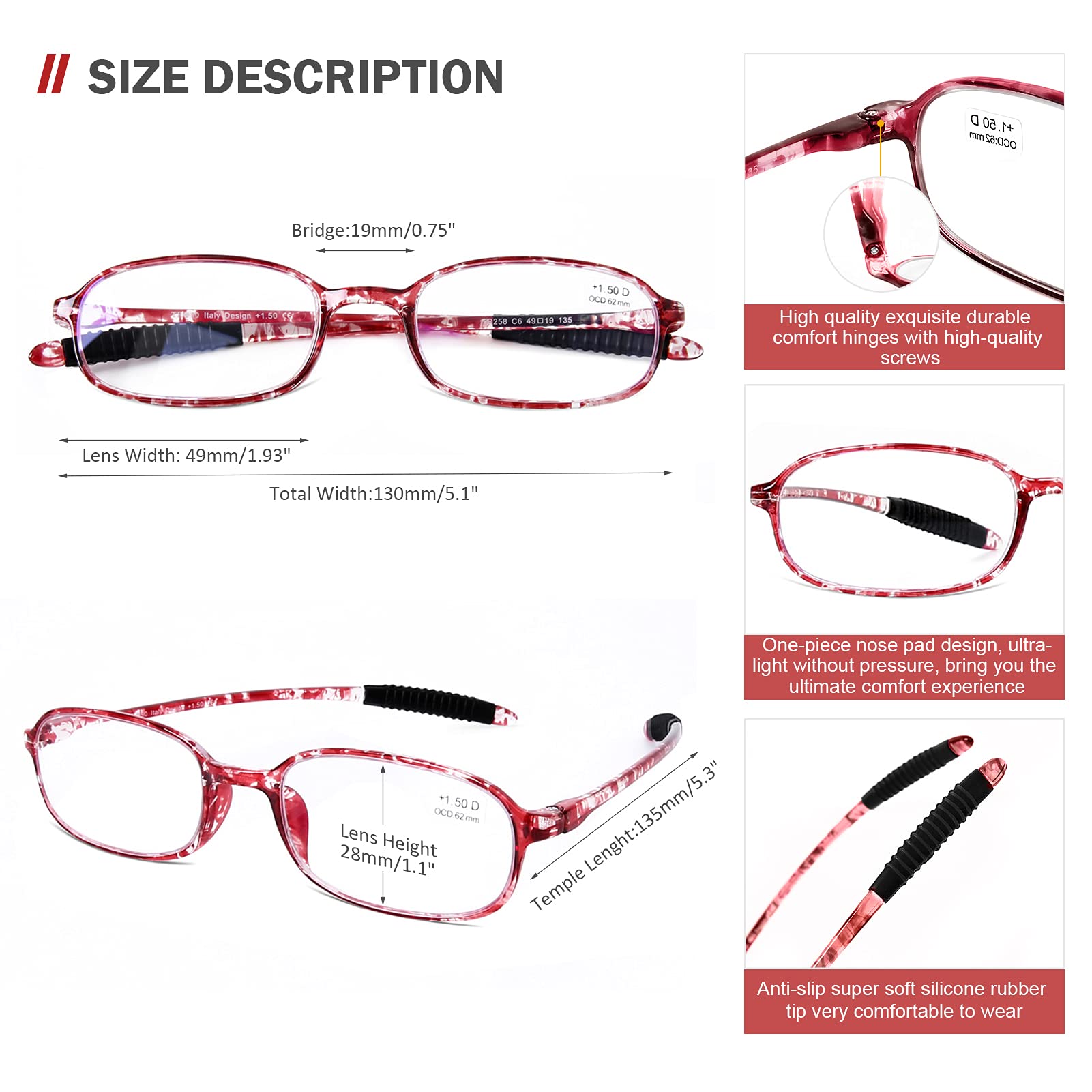 AQWANO 2 Pack Blue Light Blocking Glasses for Computer & Reading - UV Protection, Flexible TR90 Frame, Lightweight Reading Glasses for Women & Men (+2.0 Strength) - Reduce Eye Strain for Office Work, Gaming & Screen Time
