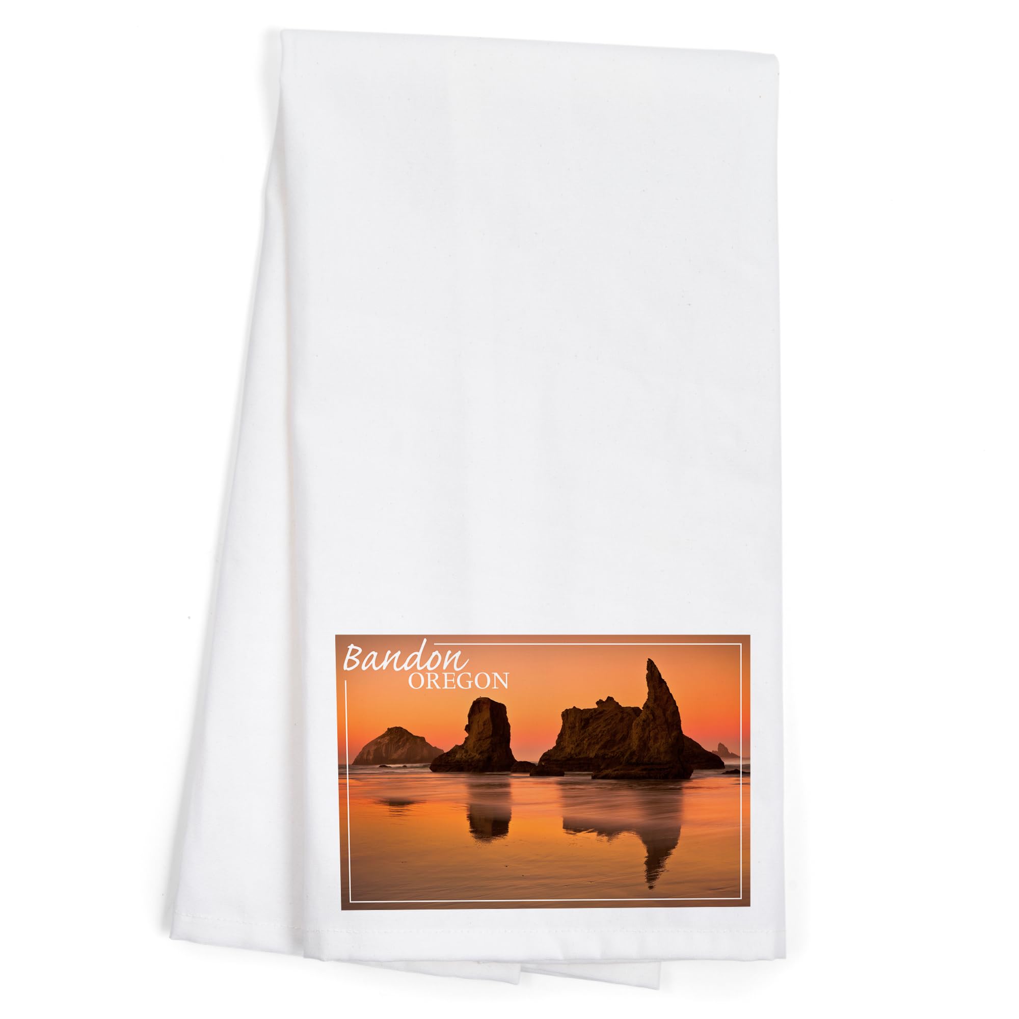 Bandon Oregon Sunset Cotton Tea Towel - 100% Premium Cotton Decorative Hand Towel for Kitchen, Bathroom & Home Decor | Perfect for Dish Drying, Gift Giving & Coastal Themed Decor