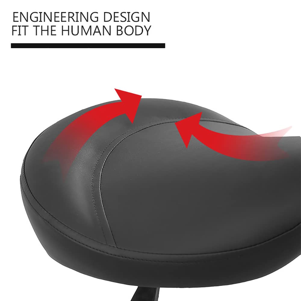 Ergonomic Rolling Saddle Stool with Back Support - Adjustable Salon Stool for Tattoo Artists, Estheticians, Dentists & Spa Professionals (Black) - Perfect for Facial Treatments, Lash Extensions & Clinic Use