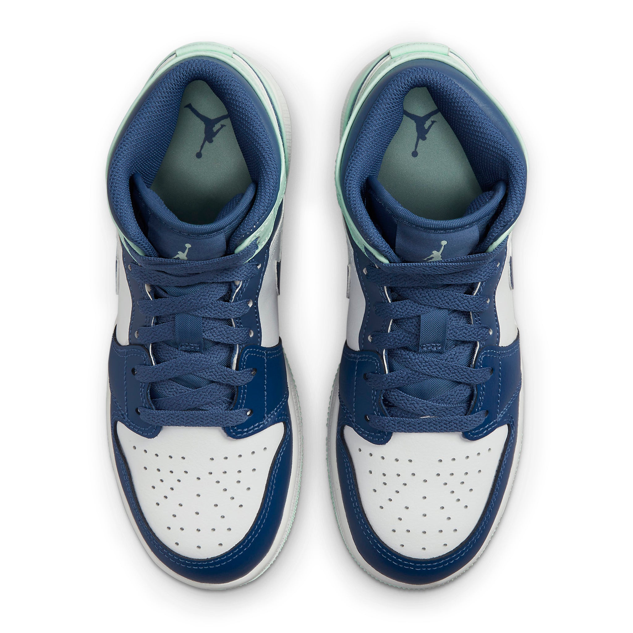 Air Jordan 1 Mid Sneakers - Mystic Navy & Mint Foam Colorway (Grade School) - Perfect for Basketball, Streetwear & Casual Outfits