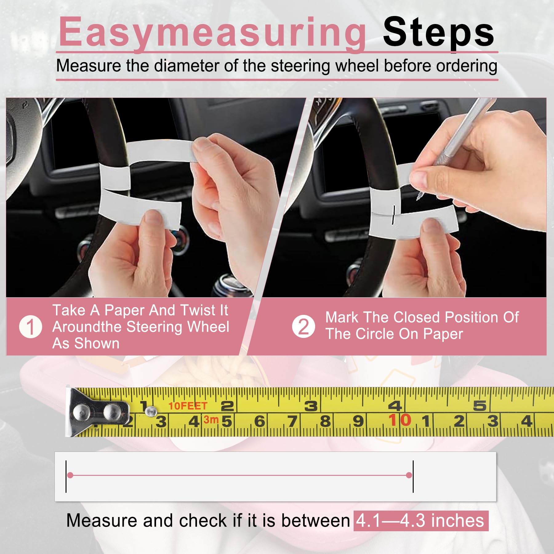 JUSTTOP Pink Car Steering Wheel Desk Tray - Portable Travel Car Accessory, Multipurpose Stand for Eating, Working & Laptop Use - Perfect for Road Trips & Commuting
