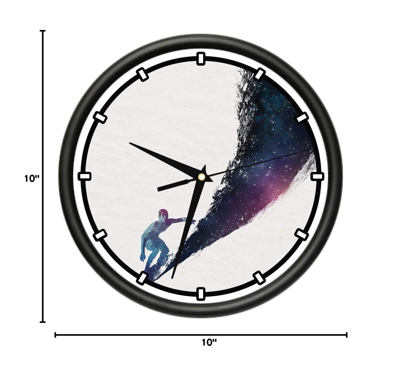 SignMission Surfing The Universe Wall Clock - Silent Quartz Movement, Modern Décor for Classroom, Office, Bedroom & Living Room - Perfect for Home, Work & Gifts