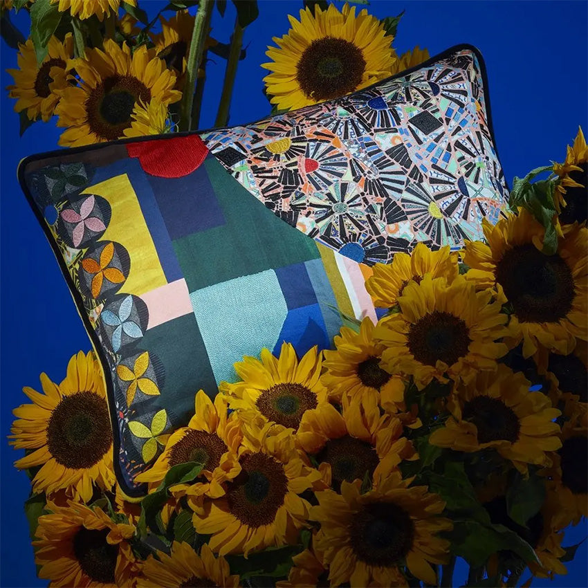 Christian Lacroix Mosaic Freak Decorative Throw Pillow Cover - Luxury Bohemian Home Decor for Living Room, Bedroom & Sofa