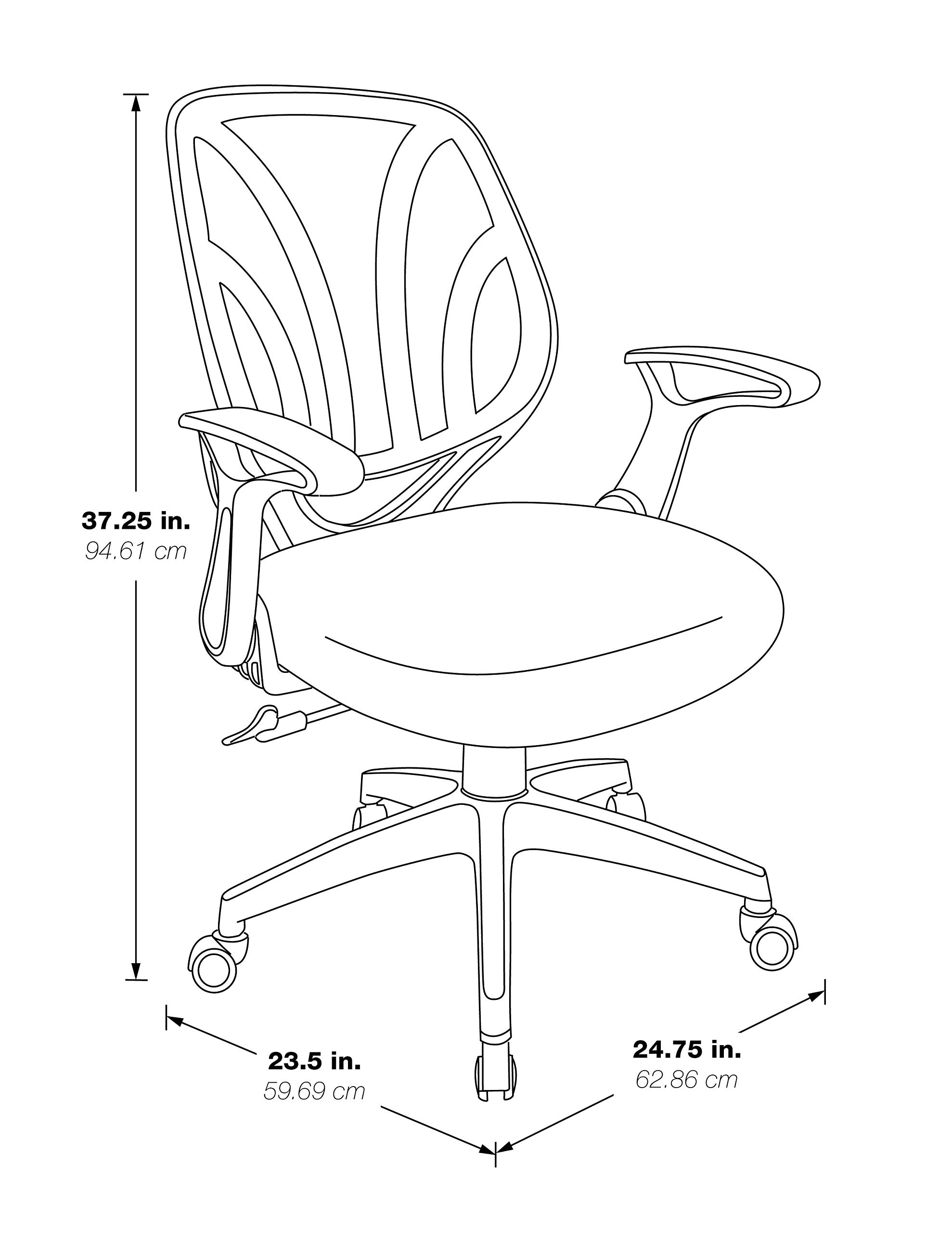 Office Star Screen Back Office Task Chair with Built-in Lumbar Support & Flip Arms - Ergonomic Black Mesh Chair with Grey Frame for Home Office, Workstation & Conference Rooms