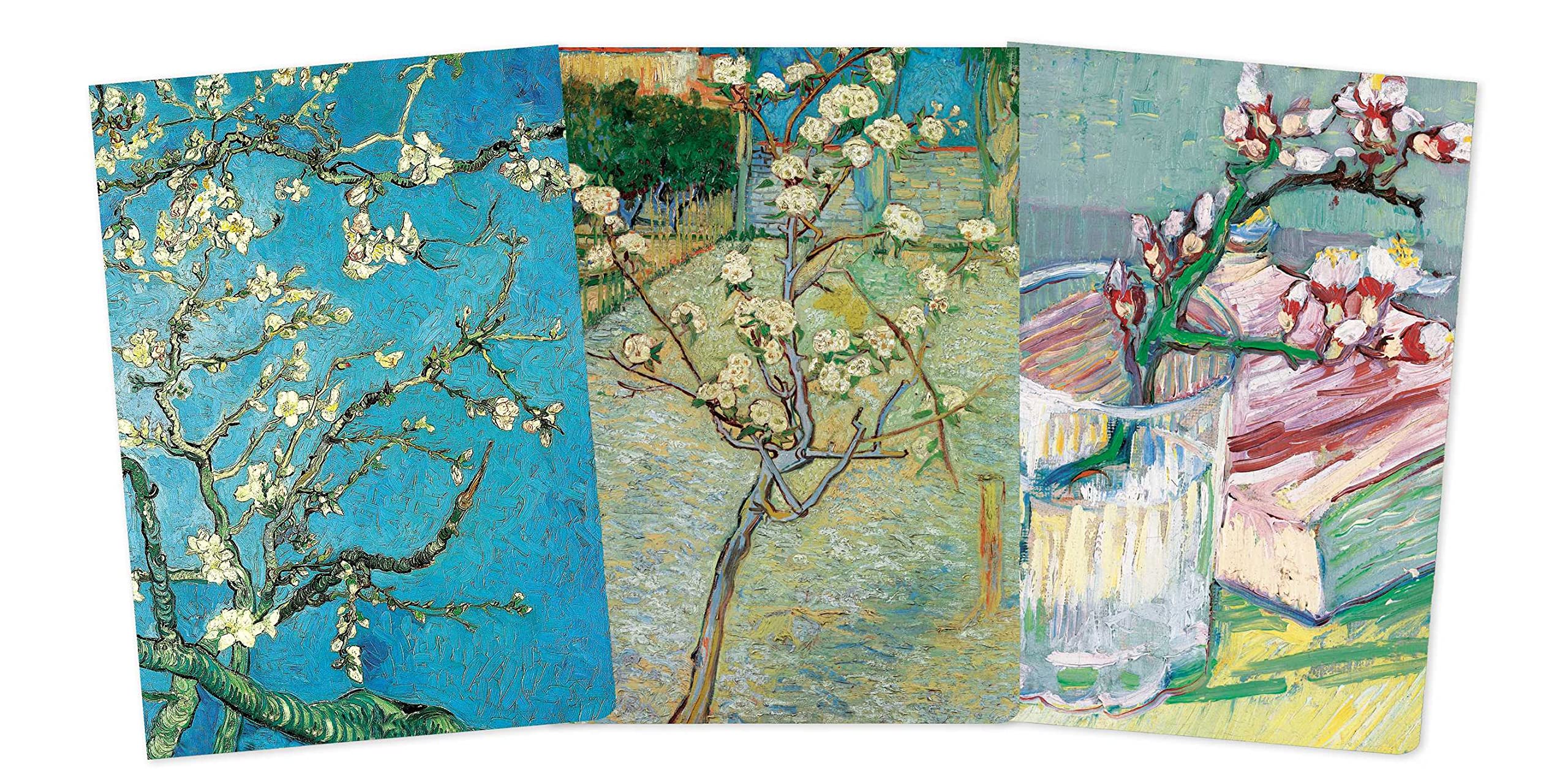 Vincent van Gogh Blossom Set of 3 Midi Notebooks - Floral Art Journal Collection for Writing, Sketching & Gift Giving