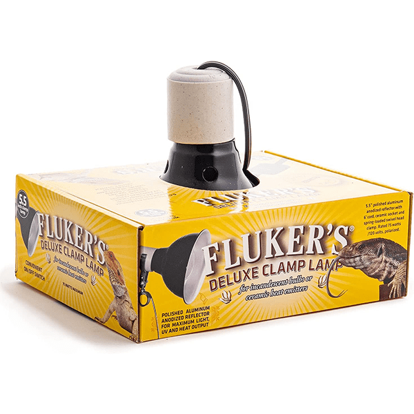 Fluker's Deluxe Clamp Lamp - Adjustable Reptile Heat Lamp with Ceramic Socket for Terrariums, Tanks & Pet Enclosures - Perfect for Bearded Dragons, Snakes & Lizards