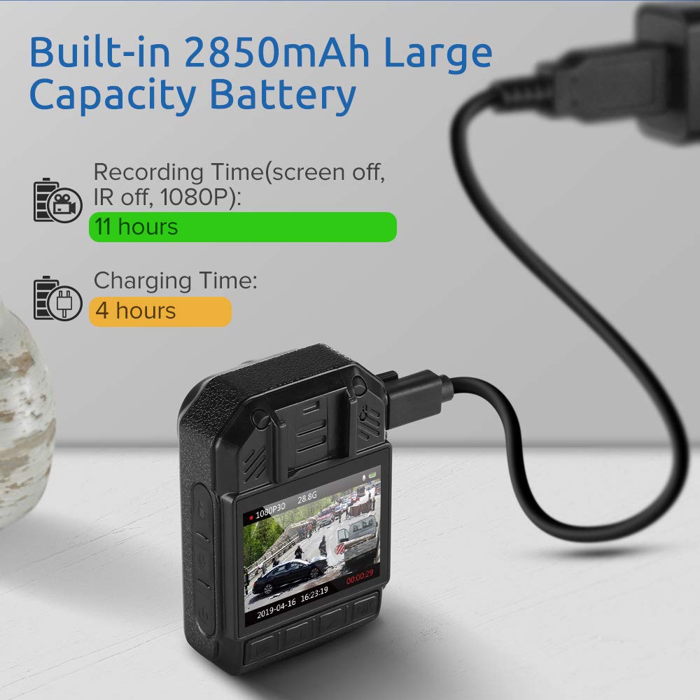 BOBLOV KJ21 1296P HD Body Camera with 128GB Expandable Memory, 8-10 Hours Recording - Police, Security, Outdoor Activities Wearable Camera for Law Enforcement, Hiking & Surveillance