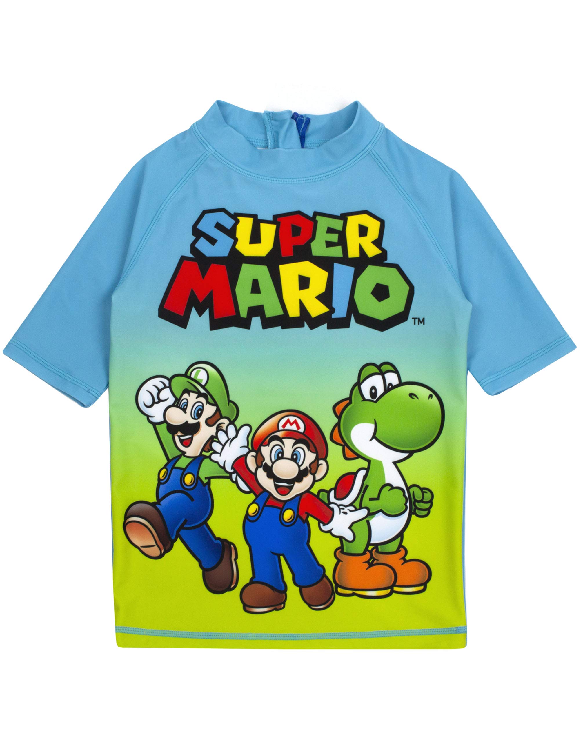 Super Mario Boys Swimwear Set - UPF 50+ Sun Protection Rash Guard Top & Swim Shorts - Perfect for Pool, Beach & Summer Water Activities