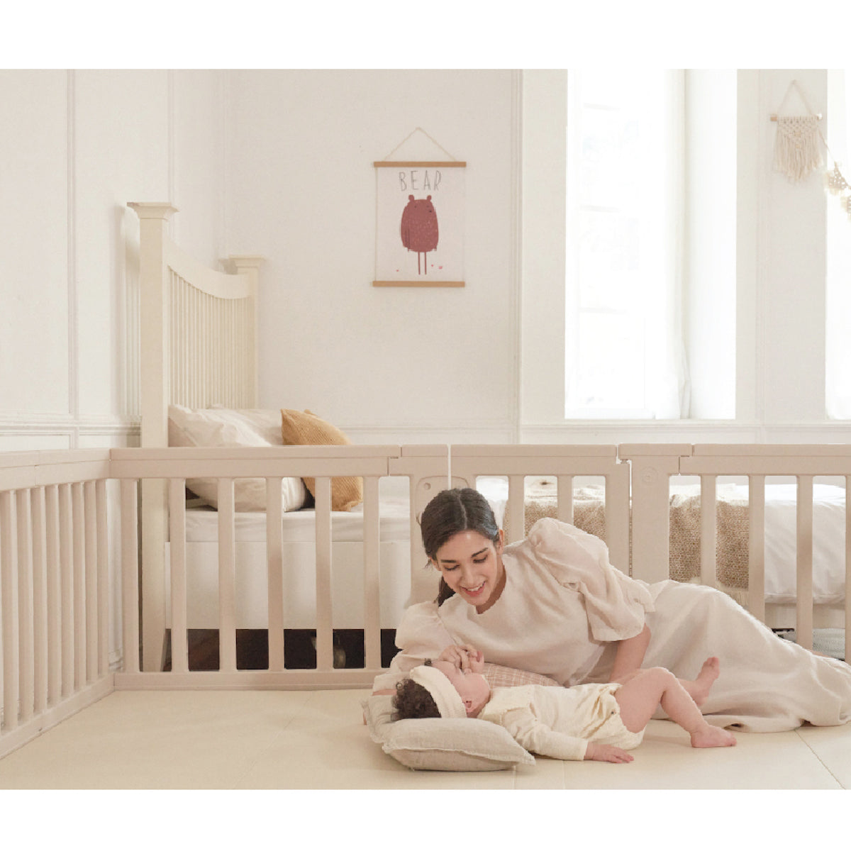 Anuri Star 12S Baby Playpen - Warm Beige (Compatible with Caraz S4 Play Mat) | Safe Play Area for Infants & Toddlers, Nursery Room Essential, Indoor Play Space for Crawling & Learning