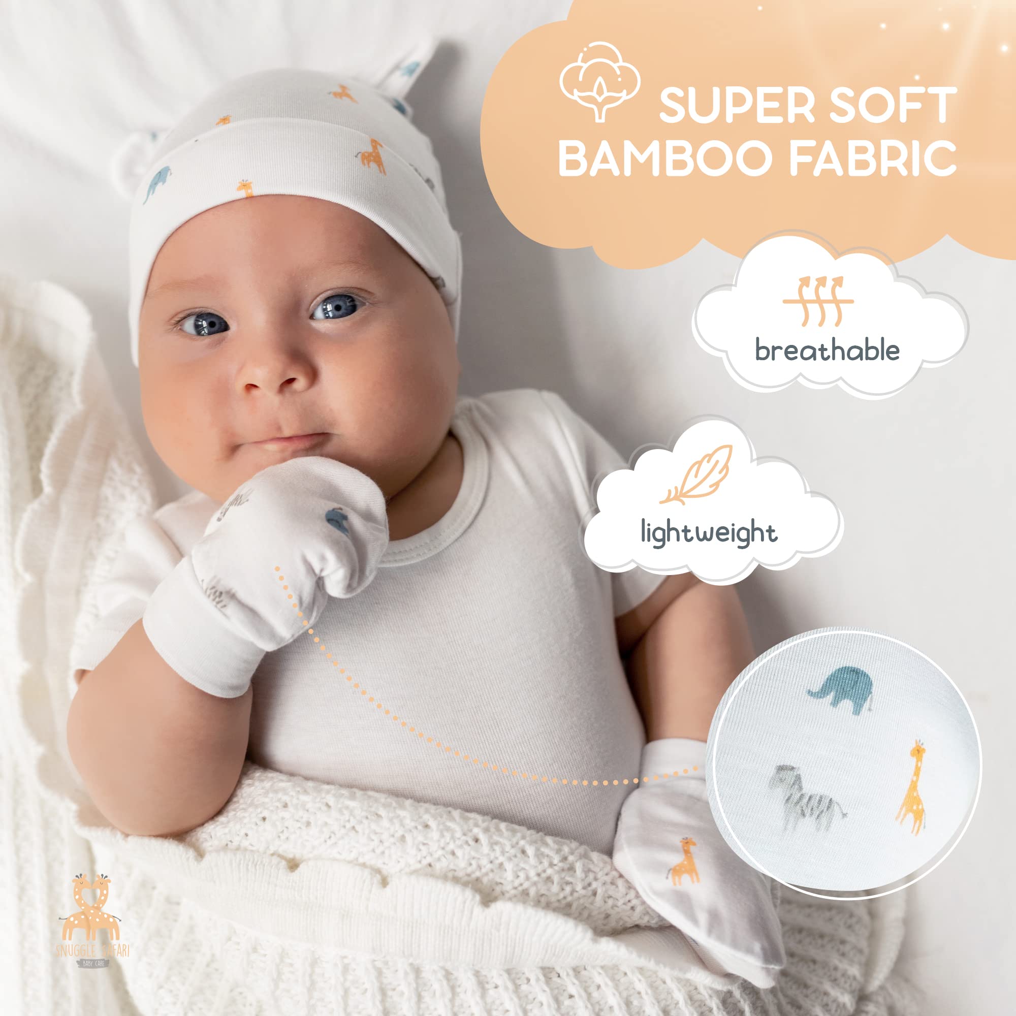 Soft Bamboo Baby Mittens 0-3 Months - Anti-Scratch Gift Set for Newborns & Showers - Cozy Infant Essentials