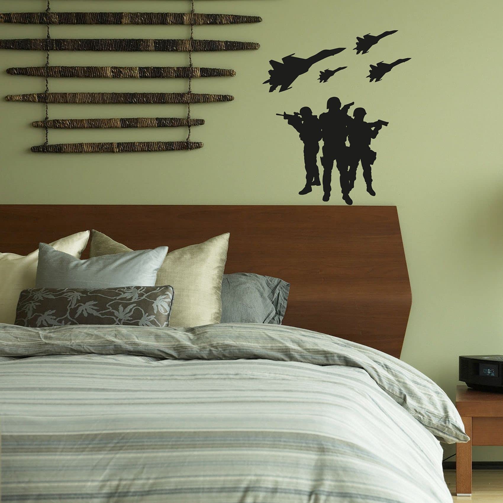 Military Tank & SWAT Team Army Soldier Wall Decal - 10x8 Inch Vinyl Stickers for Kids Room, Playroom, Bedroom, Gym & Home Decor - Perfect for Boys & Girls Themed Rooms & Play Areas