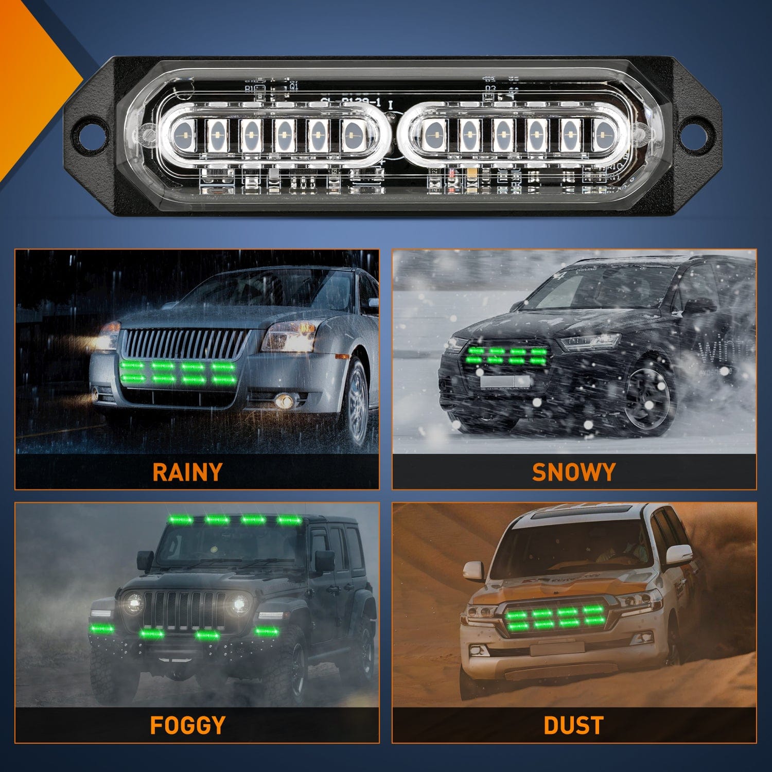 8PCS 12LED Green Emergency Strobe Lights - High Visibility Safety Warning Lights for Trucks, Vehicles, Emergency Kits & Hazard Situations