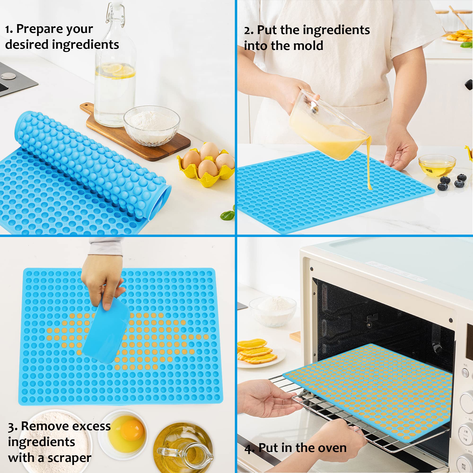 Dog Cookie Silicone Mold 1.2cm - 468 Cavity Pet Treat Baking Set with Scraper - Perfect for Homemade Dog Biscuits & Training Treats