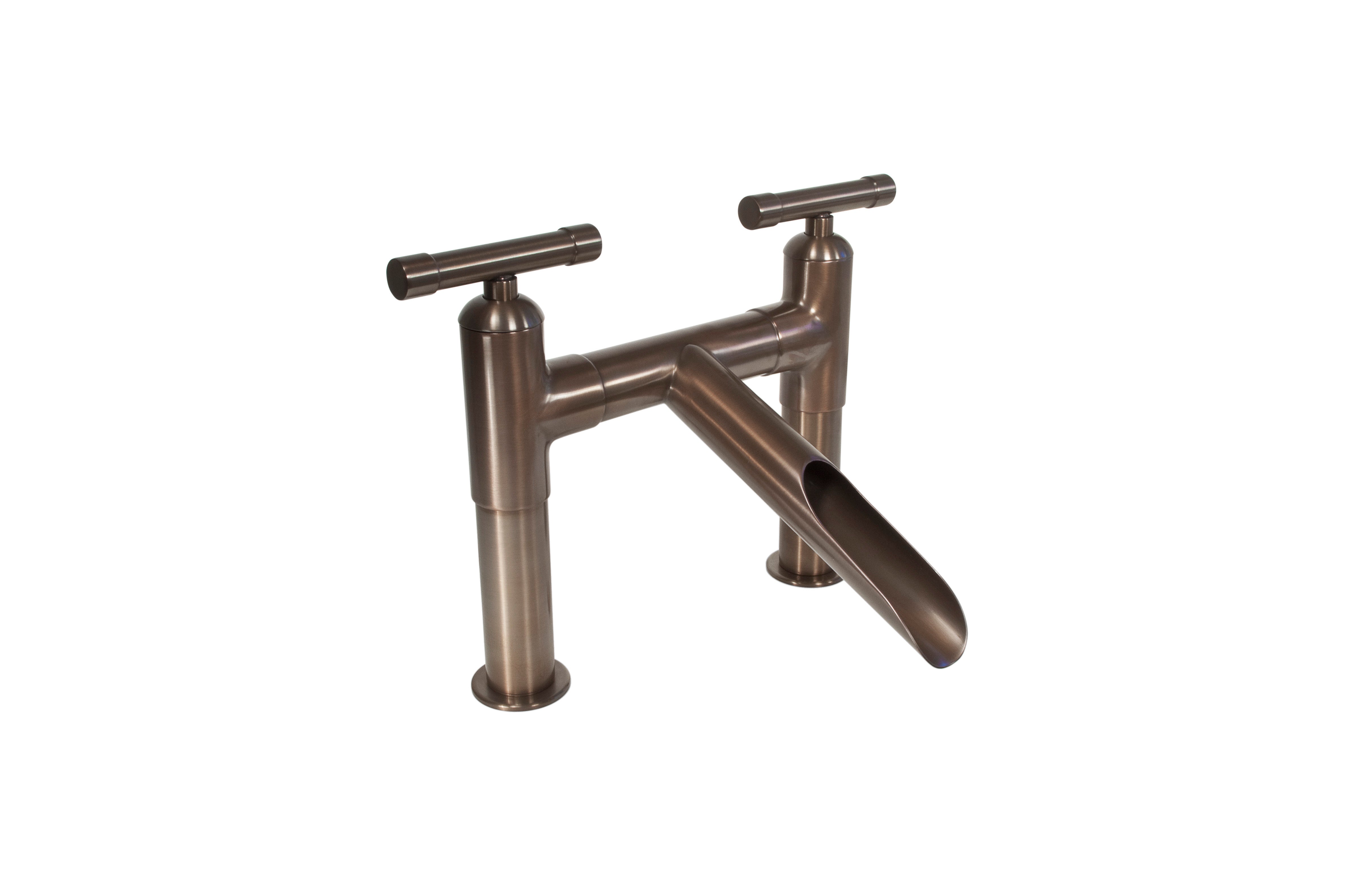 Deck Mount Lavatory Faucet - Modern Bathroom Sink Faucet with High Arc Spout for Home & Commercial Use | Perfect for Bathrooms, Restrooms, and Powder Rooms