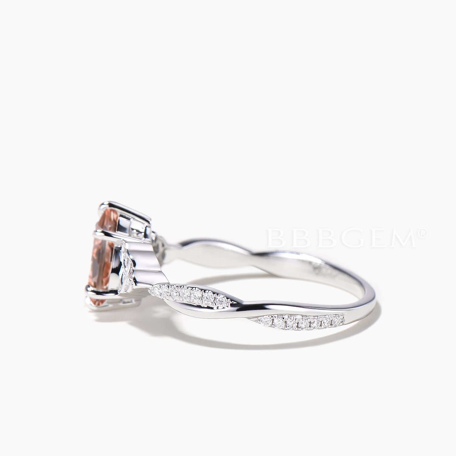 Natural Morganite Teardrop Cut Engagement Ring with Diamond Accents & Celtic Knot Design – Perfect for Weddings, Anniversaries, and Romantic Proposals