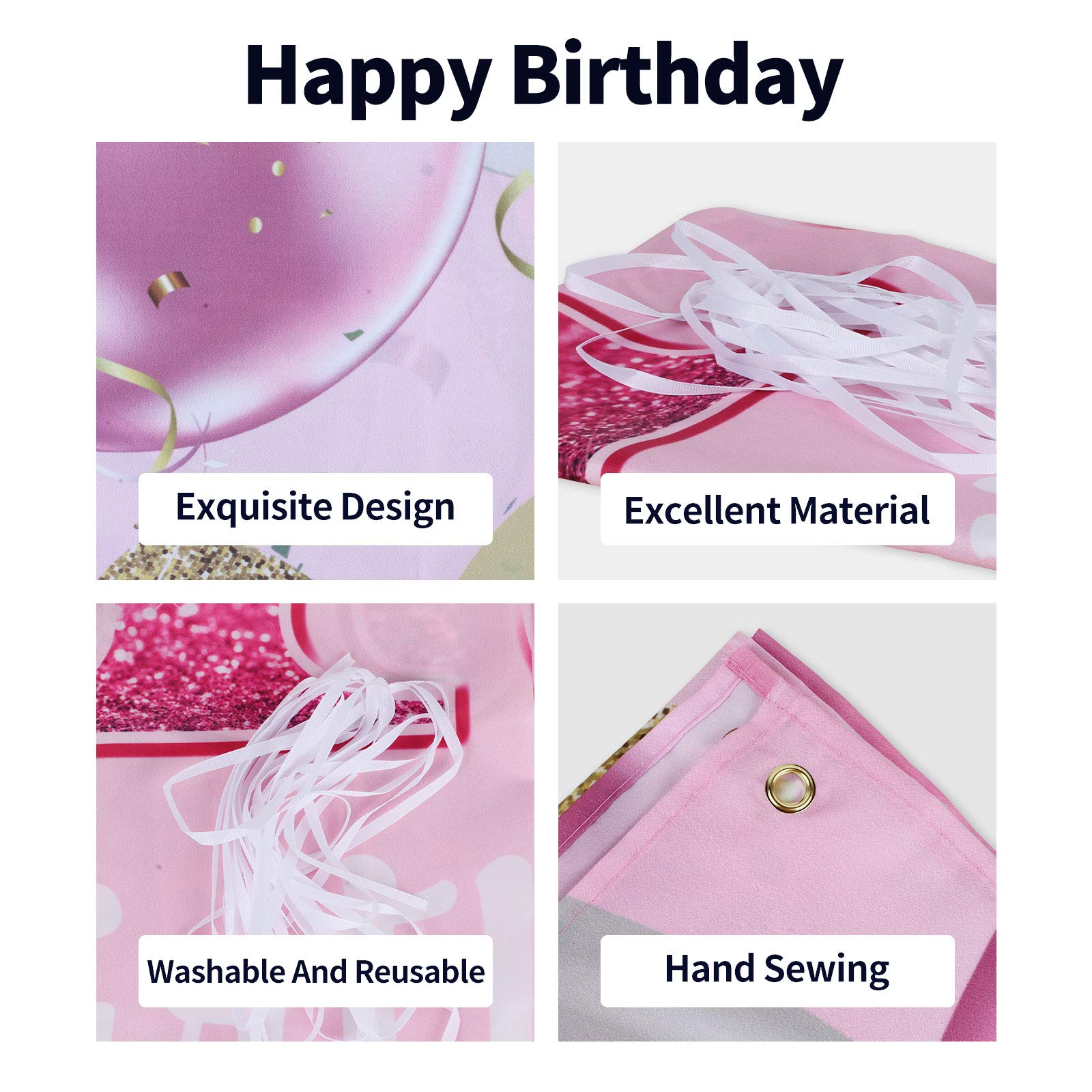 6th Birthday Backdrop Banner - Pink 3.9x5.9ft Party Decorations for Girls - Perfect for Birthday Celebrations, Photo Booths & Party Decor