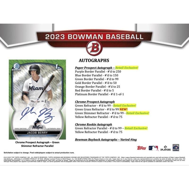 2023 Bowman Baseball Value Box - 6 Packs per Box | MLB Trading Cards Collection | Perfect for Sports Fans, Collectors & Fantasy Baseball Enthusiasts