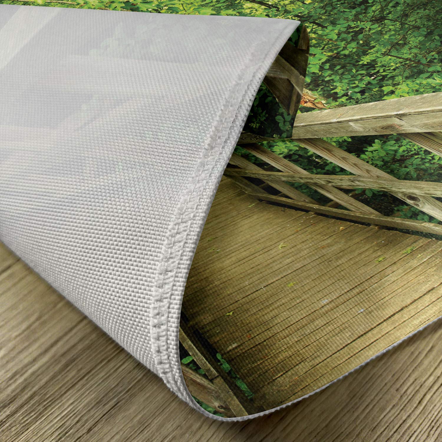 Ambesonne 4-Pack Nature-Themed Placemats - Park Scenery Summer Landscape Eco-Friendly Washable Fabric Table Mats for Dining Room & Kitchen Decor (Khaki Green) | Perfect for Outdoor Picnics, Dinner Parties, and Home Decoration