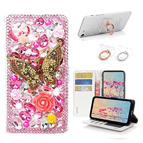 Pink, Retro Butterfly Rose Floral