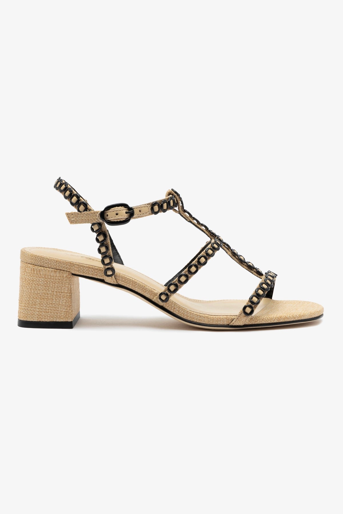 Milanina Block Heel Sandals for Women - Comfortable Beige Raffia Summer Shoes | Perfect for Beach, Vacation, and Casual Outings