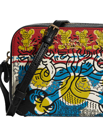 Coach Disney Mickey Mouse X Keith Haring Mini Camera Bag - Stylish Crossbody Purse for Women, Fashionable Disney Collectible Accessory - Perfect for Theme Parks, Travel & Everyday Use
