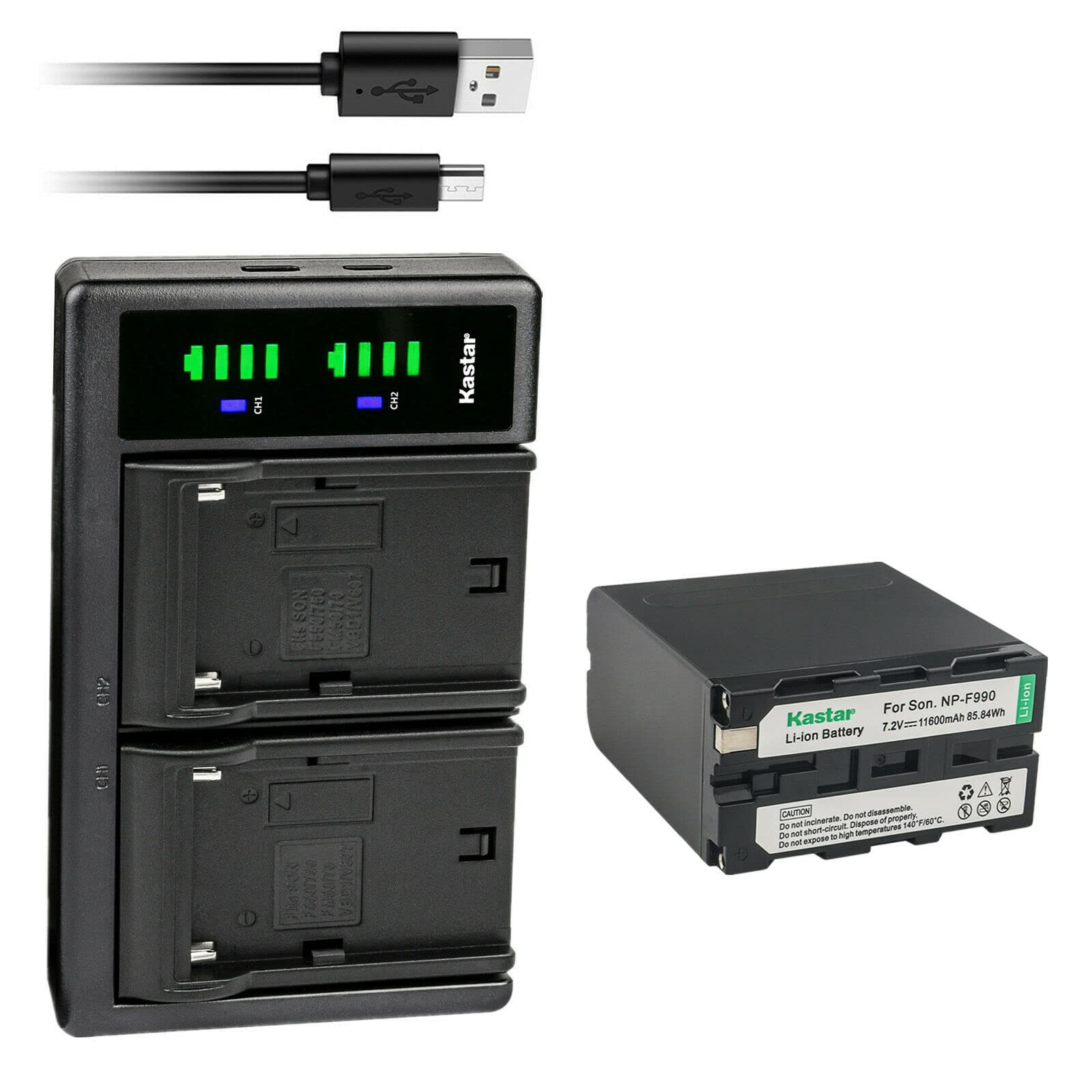 Kastar NP-F990 Replacement Battery with LTD2 USB Charger - Compatible with Sony DCR-VX9000, DSR Series & GV Camcorders - Perfect for Professional Videography & Outdoor Shooting