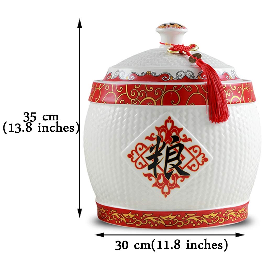 Premium Airtight Food Storage Container - Large Capacity Ceramic Rice Jar with Lid, Chinese Style Design for Rice, Pet Food & Dry Goods | Perfect for Kitchen, Pantry Organization & Holiday Gifts