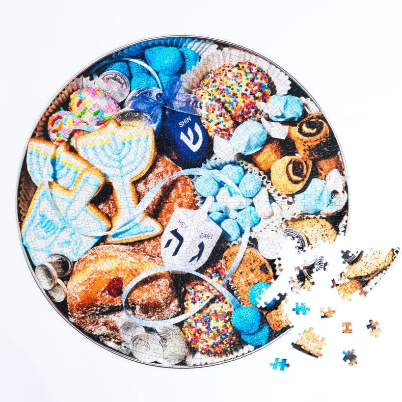 Hanukkah Cookie Tin 750 Piece Jigsaw Puzzle - Festive Holiday Puzzle for Family Game Nights & Hanukkah Celebrations