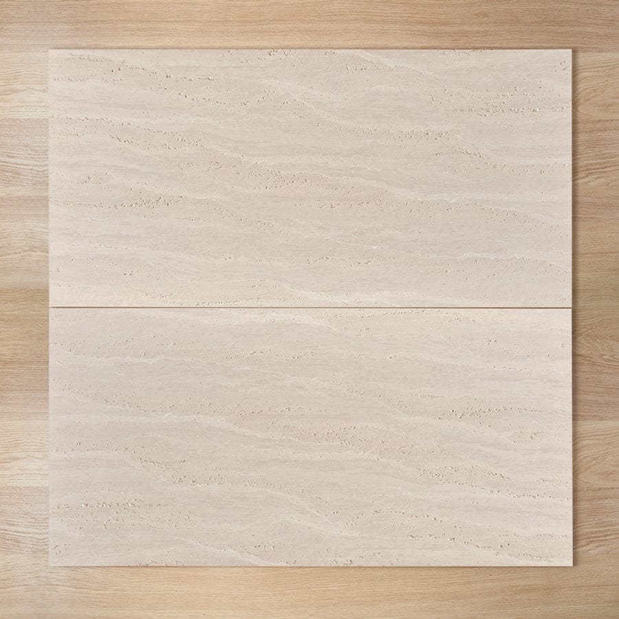 Premium Kirribilli Travertine Look Beige Matte Porcelain Tile - Natural Stone Effect Floor & Wall Tile for Bathroom, Kitchen, and Living Room