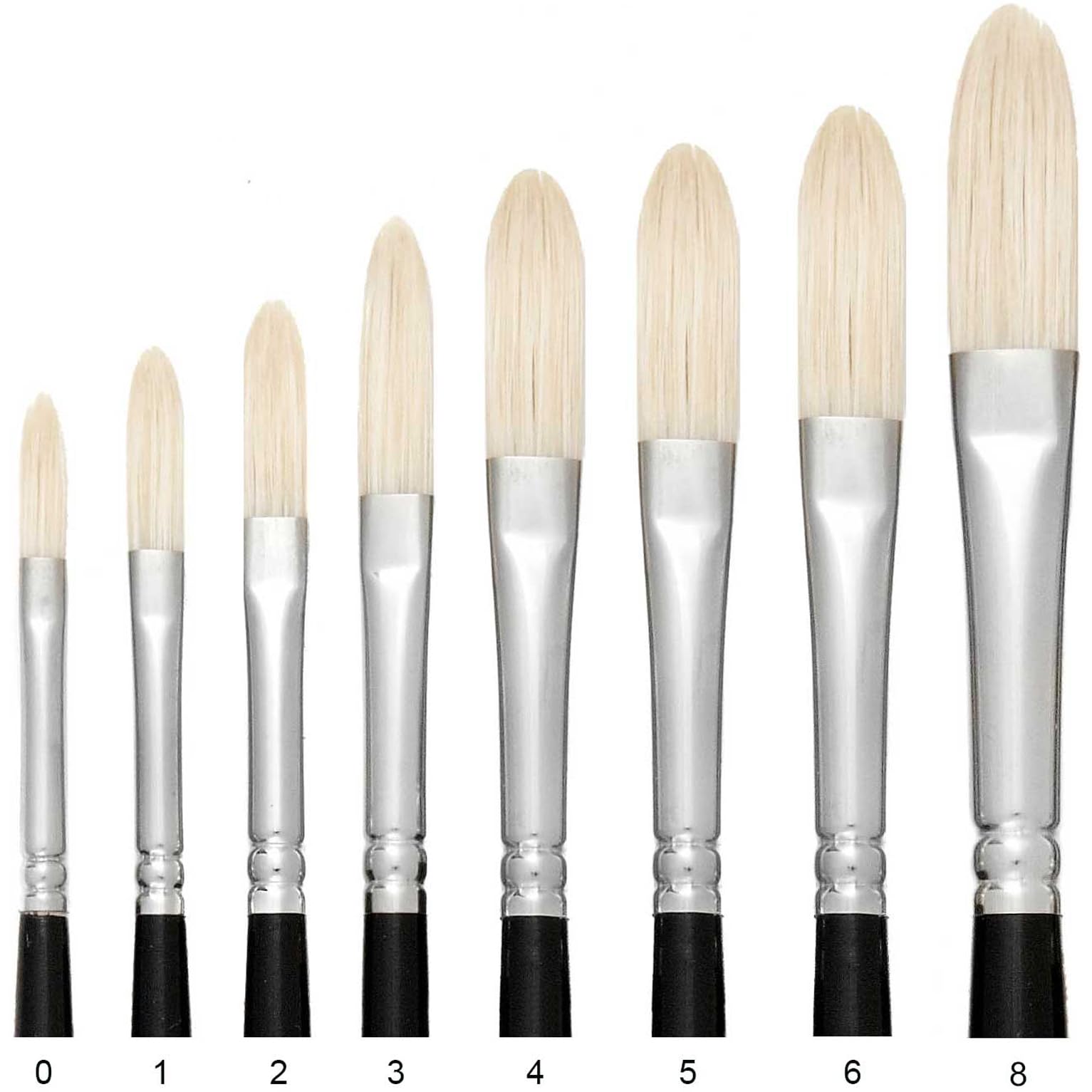 Premium Trekell 400MKF Series Hog Bristle Long Handle Artist Brushes for Oil Painting - Filbert Shape Sizes 0-8 | Professional Oil Painting Tools for Canvas, Portrait & Landscape Artwork