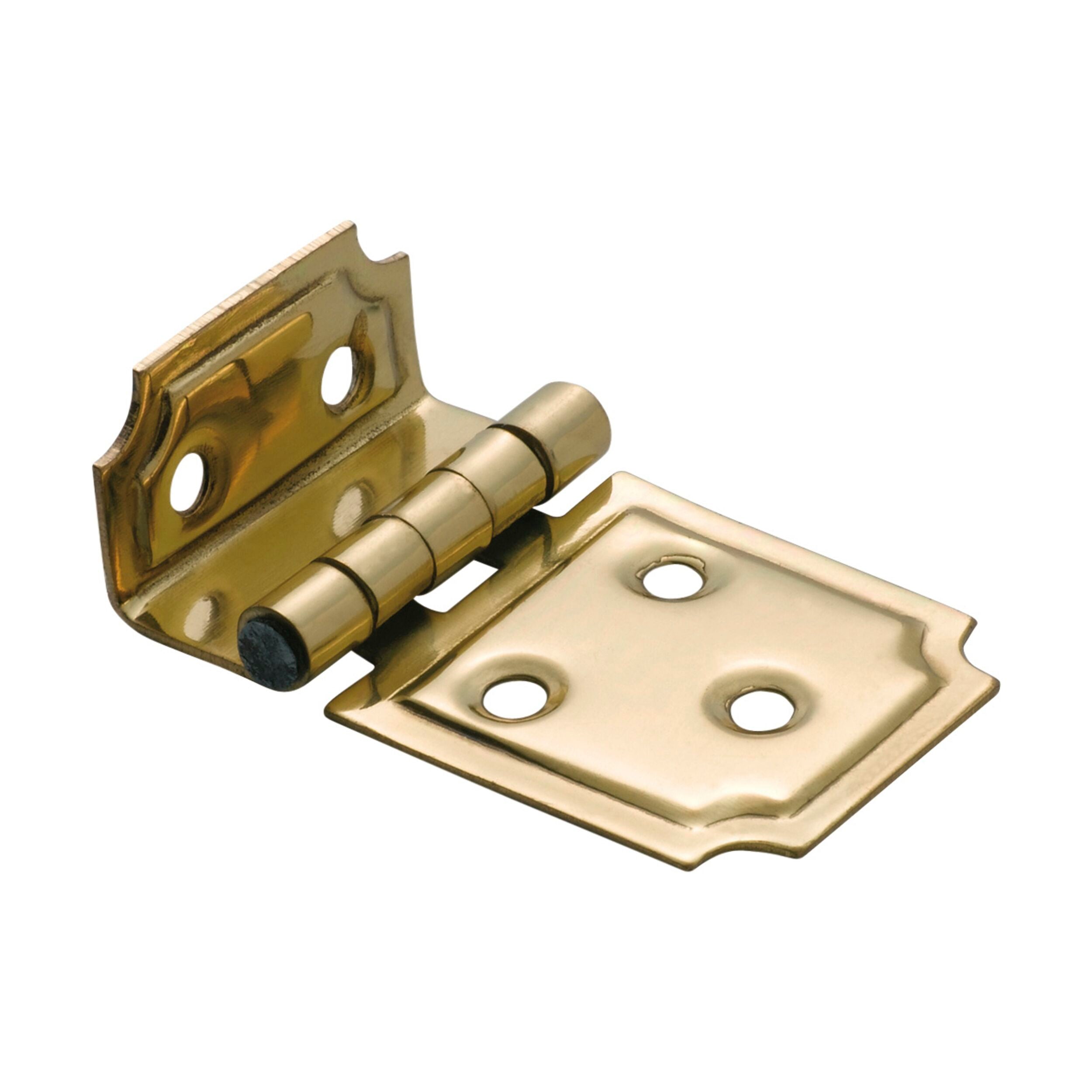 3767 Cabinet Hinge - Solid Brass Square Offset Hinges 30x50mm (H30xW50mm) - Polished Brass Finish for Kitchen Cabinets, Furniture & DIY Projects
