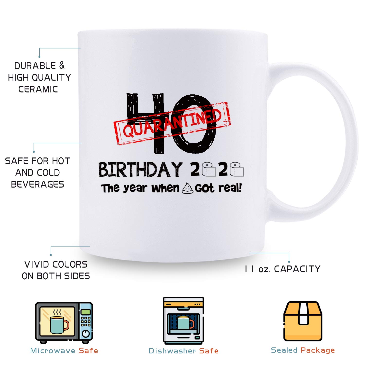 40th Birthday Coffee Mug - Funny 11 oz Quarantined Birthday Gift for Women - Perfect for Mom, Sister, Best Friend, Wife & Daughter | Great for Office Use, Home Coffee Breaks & Birthday Celebrations
