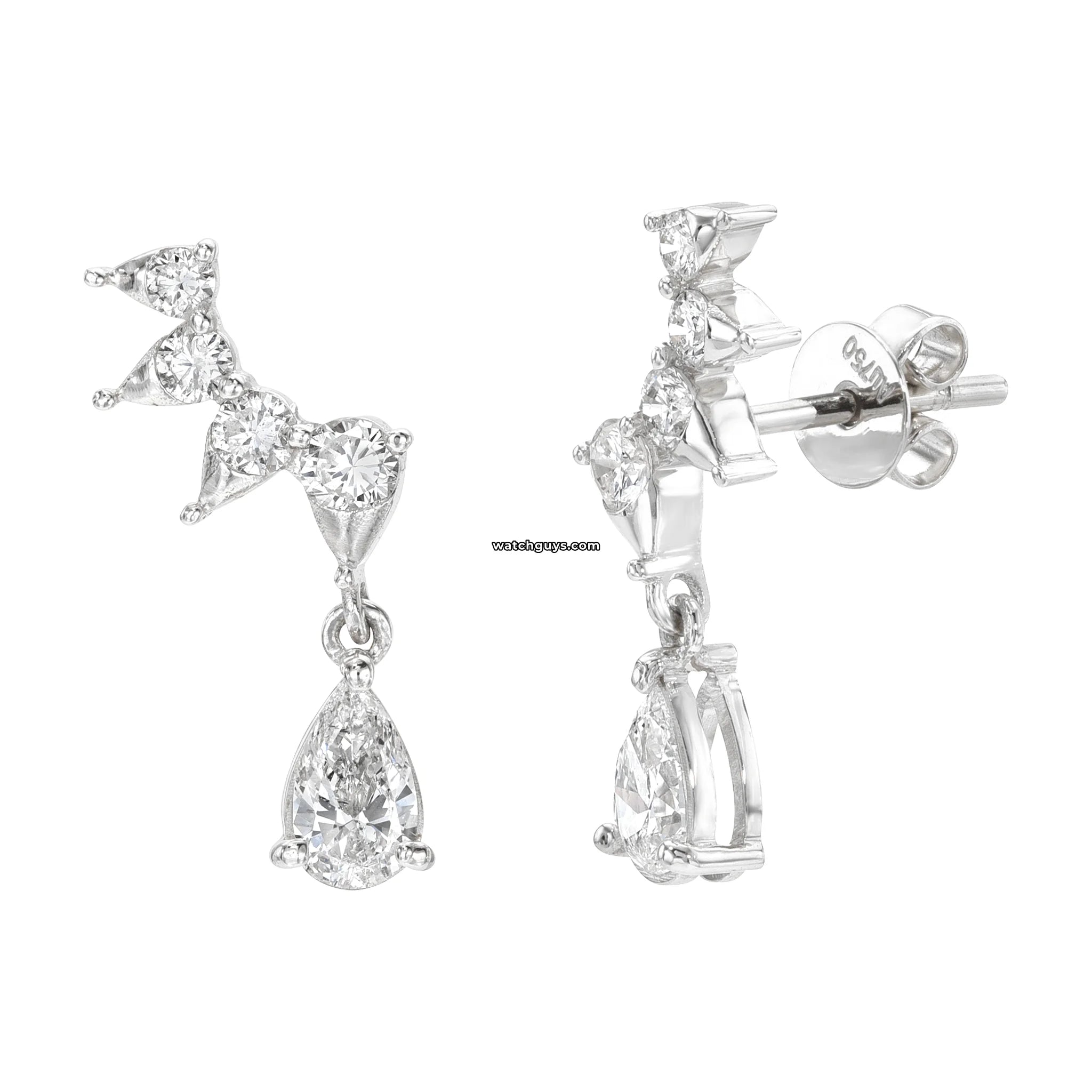 18k White Gold Pear Diamond Drop Earrings for Women - Elegant Dangling Earrings for Weddings, Parties & Special Occasions