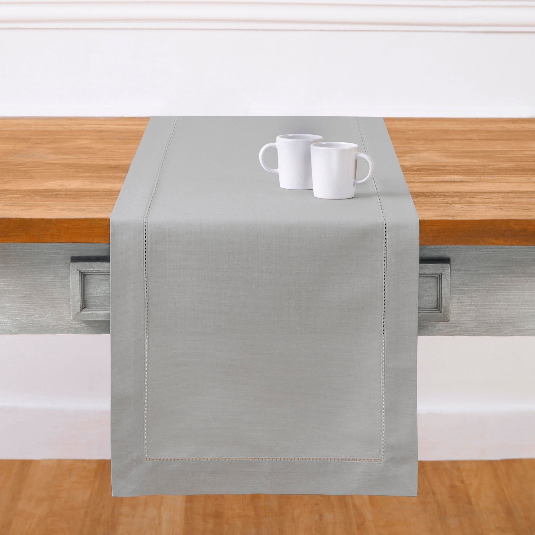 Premium Cotton Linen Hemstitch Table Runner - Elegant Dining Table Decor for Weddings, Parties & Home Decor
