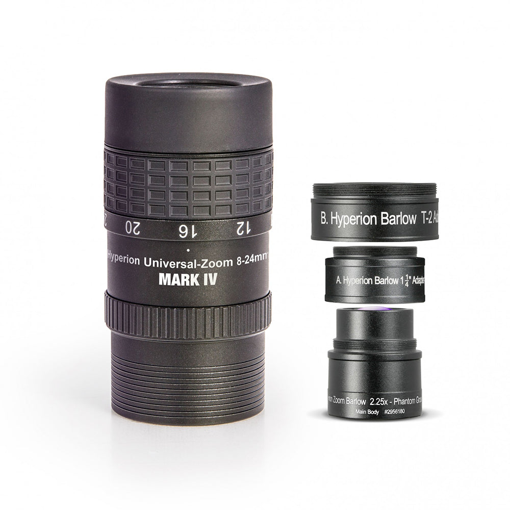 Baader Hyperion 8-24mm Clickstop Zoom Eyepiece with HYP Barlow Lens - Premium Telescope Accessory for Astronomy & Stargazing