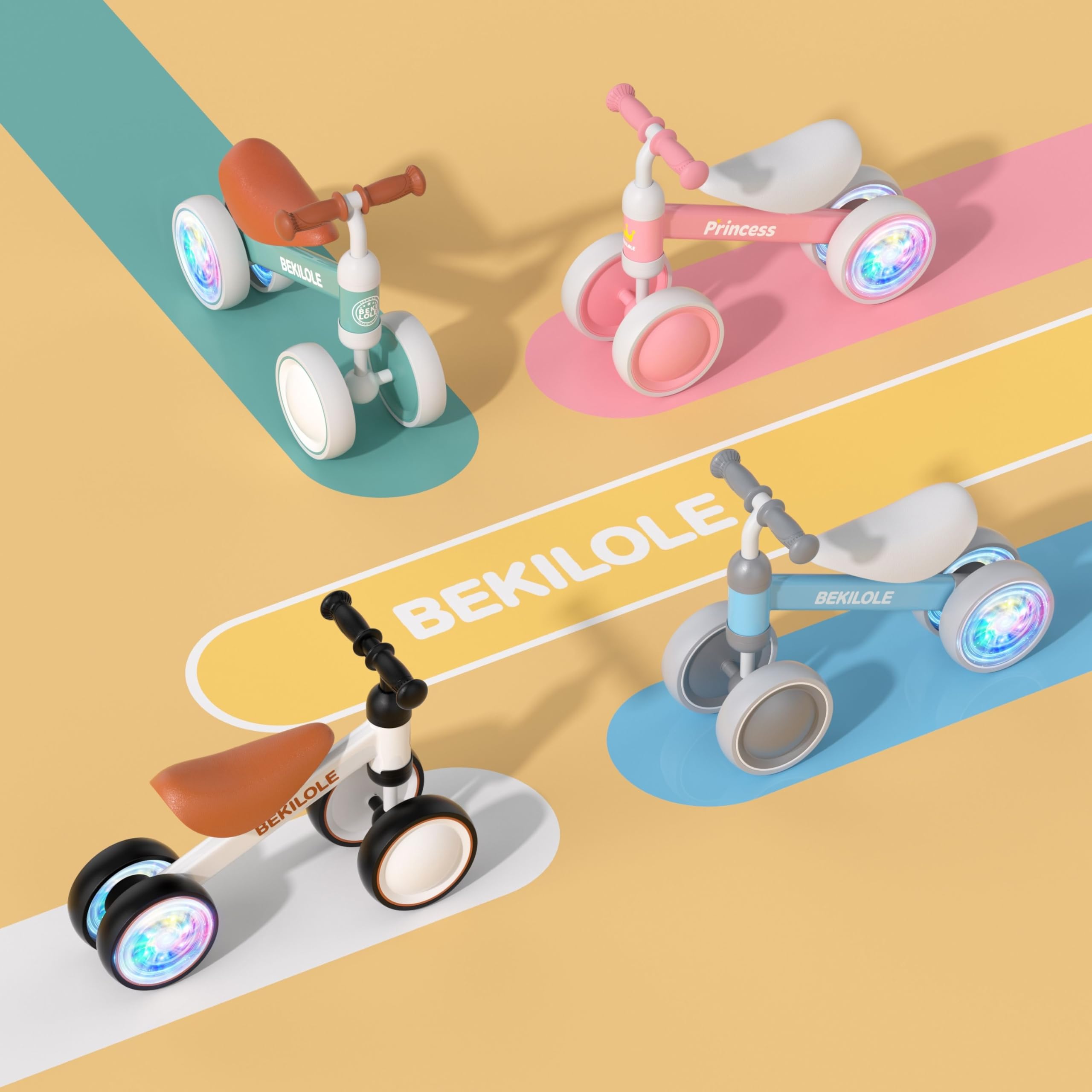 Bekilole Upgraded Pink Baby Balance Bike for 1-3 Year Old Girls | Toddler First Bike Toy for 12-36 Months | Birthday Gift for 1 Year Old Girls | Perfect for Indoor Play, Outdoor Learning & Early Riding Skills Development